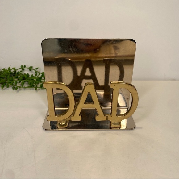 Two Tone Silver & Gold Brass DAD Card Photo Letter Holder Display Velvet Base - Picture 1 of 7